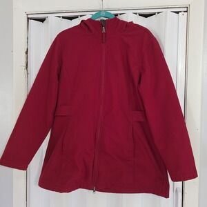 Free Tech Womens Red Softshell Hooded Jacket Coat Fleece Lined XL 16-18